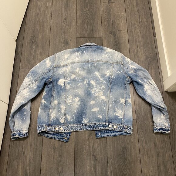 Dsquared2 Dan Distressed White Paint Wash Jean Jacket Size L - Picture 8 of 11